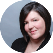 A headshot of Amanda Calvert, IT Accessibility Program Director, University of Cincinnati. She has bobbed dark brown hair and wears a black shirt.